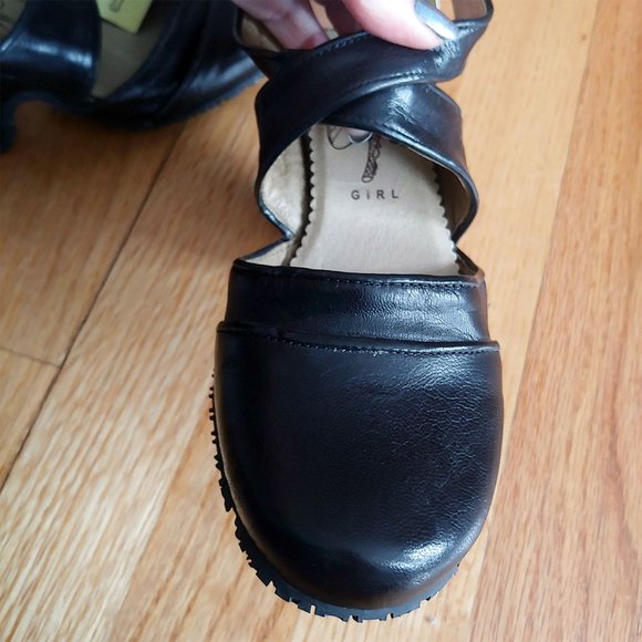 [SOLD] Fly London Black leather Mary Jane Cross Strap Wedge Heels - Picture 14 of 16